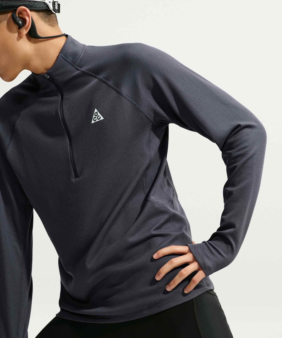 나이키(NIKE) ACG 드라이 핏 미드 레이어 쿼터집 트레일 러닝 탑 M - 그리드아이언:서밋 화이트 / IO9670-013