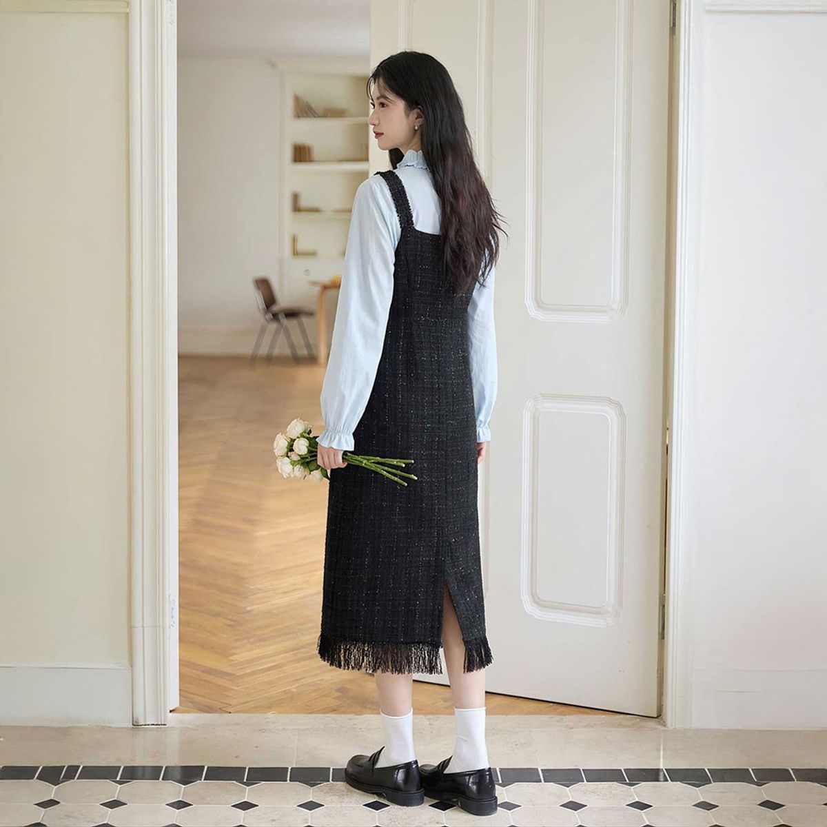 랭썬(LANGSON) LS_Plaid suspender dress