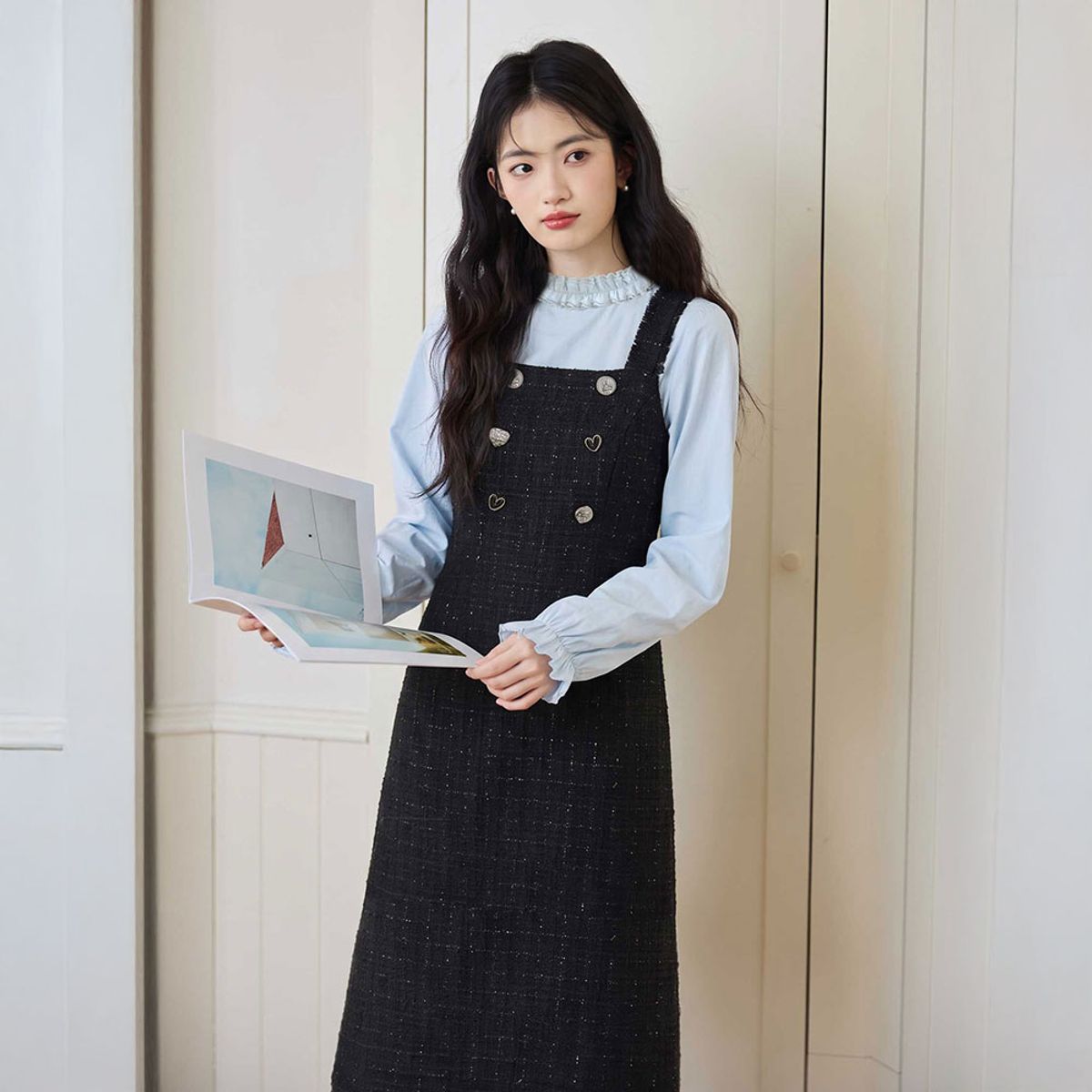 랭썬(LANGSON) LS_Plaid suspender dress