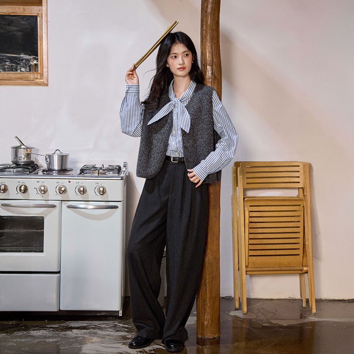 랭썬(LANGSON) LS_Petite loose v-neck vest