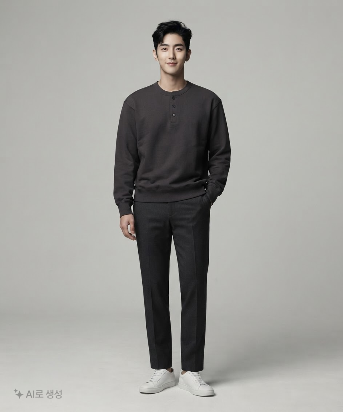무신사 스탠다드(MUSINSA STANDARD) 헨리 넥 스웨트셔츠 M