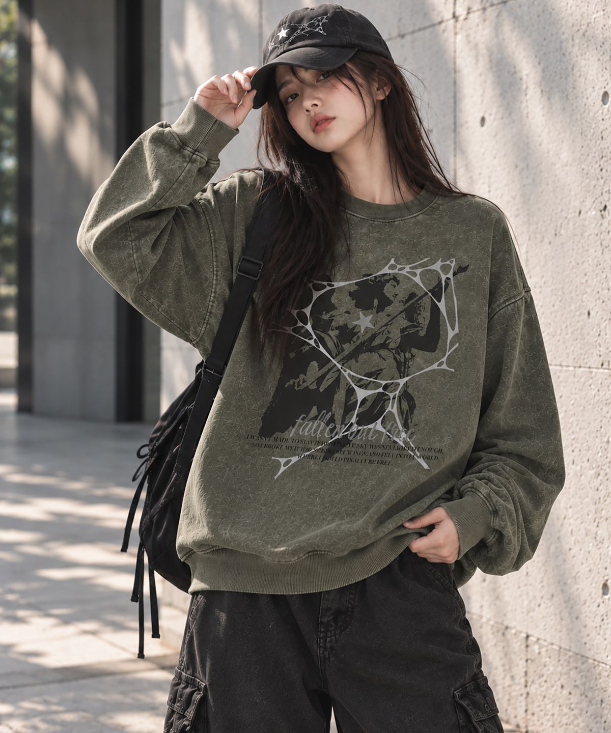 도톤(DOTON) FALLEN BUT FREE ACID SWEATSHIRT (Grey)