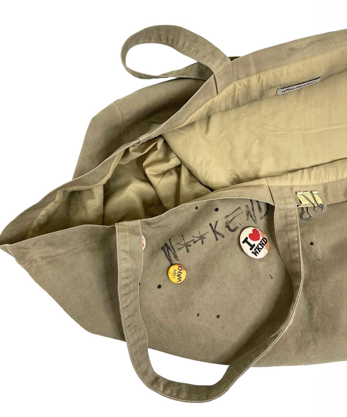 더블유케이엔디 프로젝트(WKND PROJECT) DIRTY WASHED SIGNATURE BAG (BEIGE)