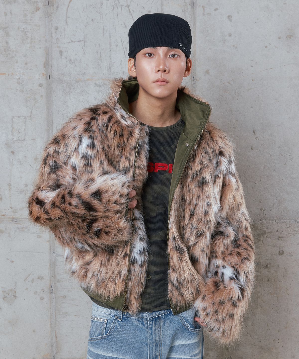 디오스피스(DAUSPICE) (DUC) Fur Reversible N2B Bomber Khaki