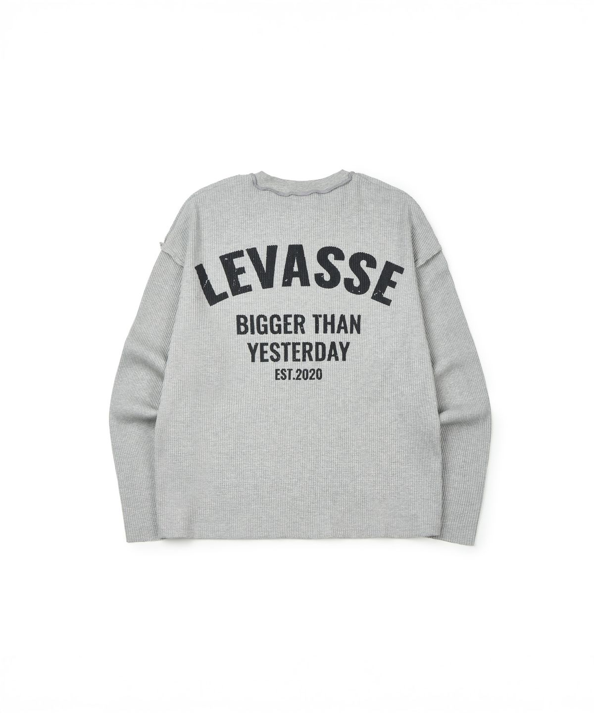르바세(LEVASSE) Oversized Inside Out  Waffle Long Sleeve_Gray