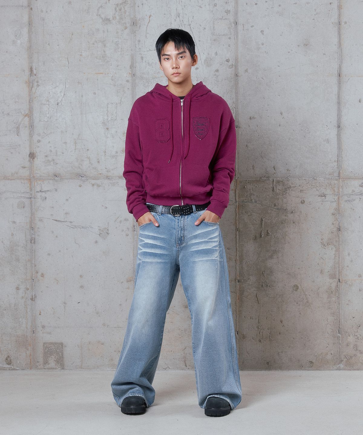 디오스피스(DAUSPICE) (DUC) Heel Drag Wide Jeans Light Blue