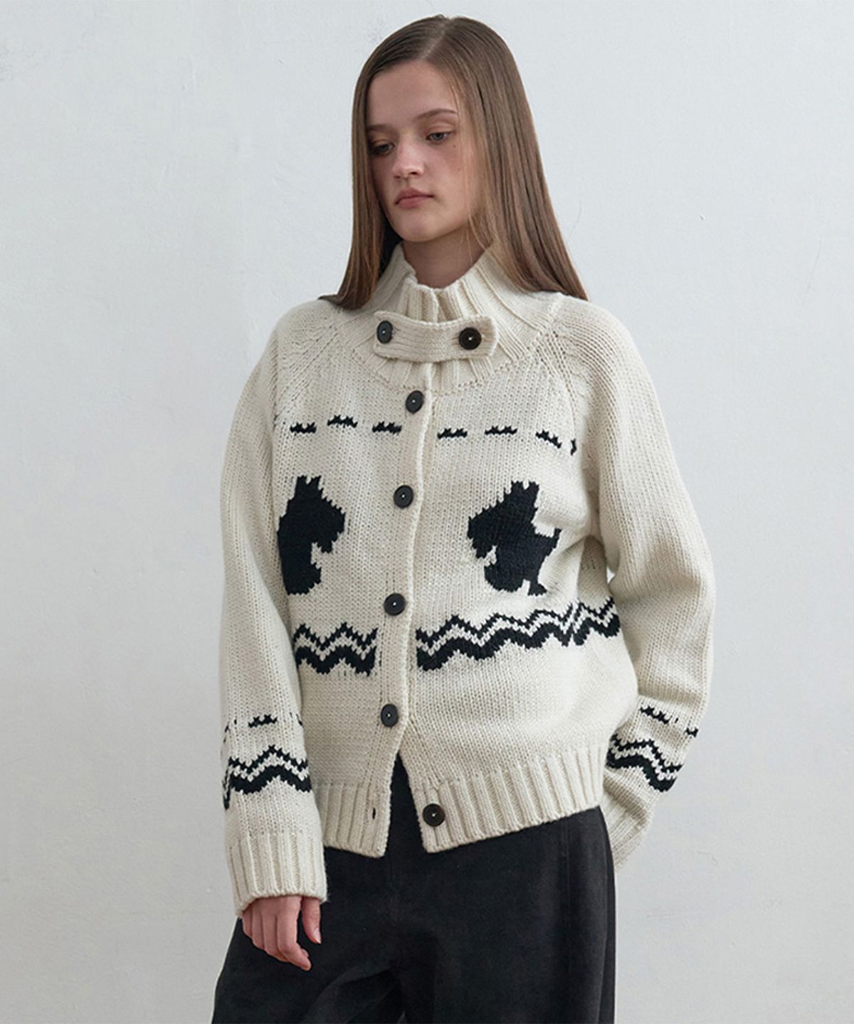 기준(KIJUN) Puppy Cowichan Cardigan_IVORY
