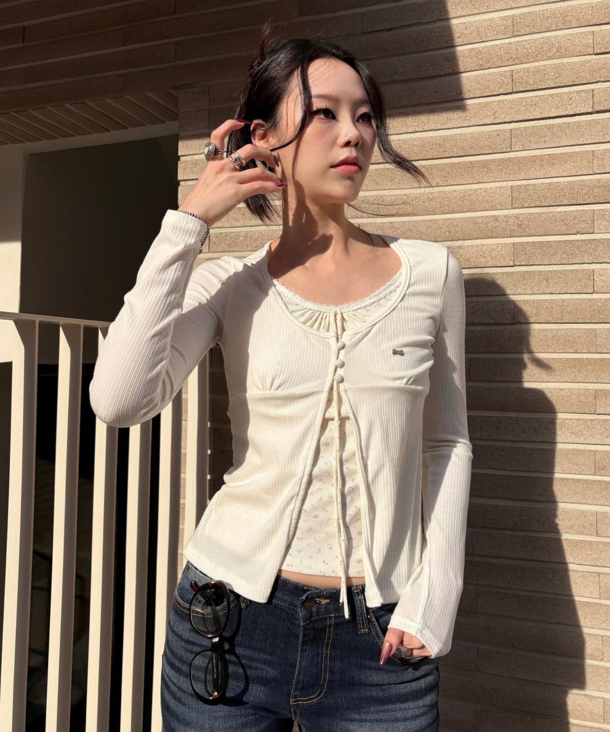 쿨키튼(KOOLKITTEN) 컨투어 레이어드 골지 티셔츠 2colors