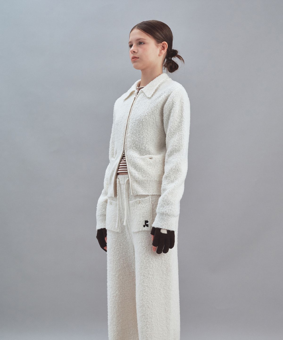 레스트앤레크레이션(REST&RECREATION) BOUCLE KNIT ZIP-UP JACKET - IVORY