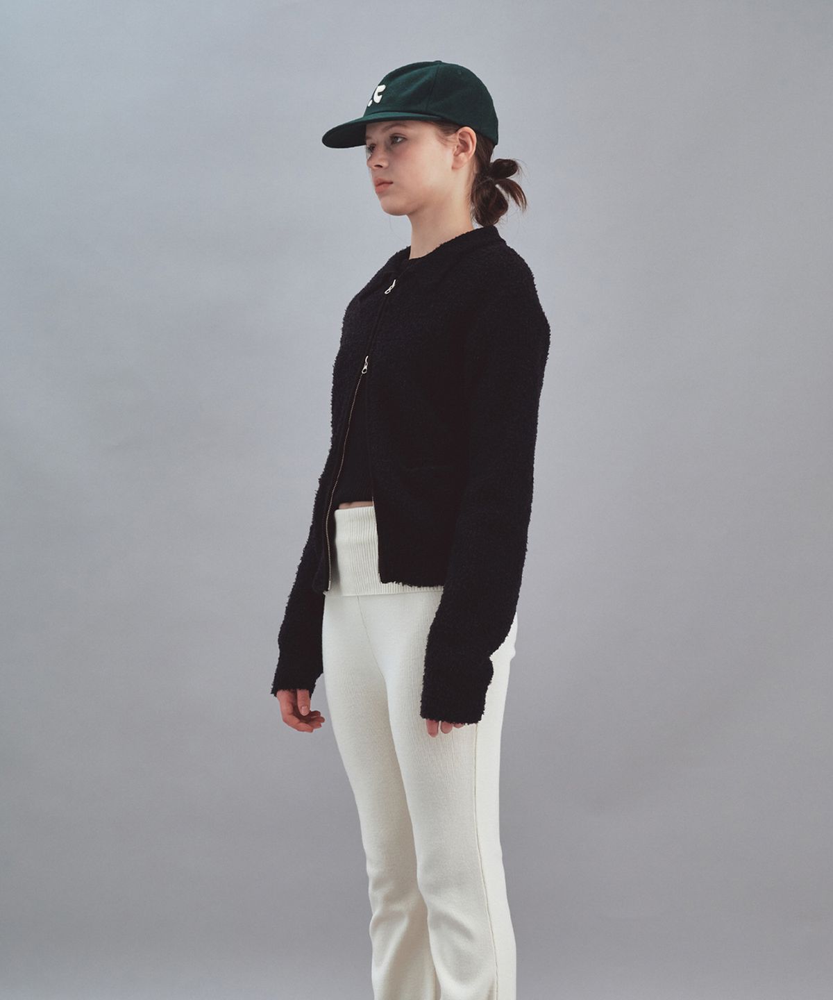 레스트앤레크레이션(REST&RECREATION) BOUCLE KNIT ZIP-UP JACKET - BLACK