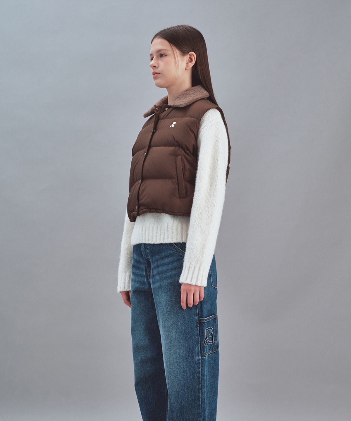 레스트앤레크레이션(REST&RECREATION) COLLAR DOWN VEST - BROWN