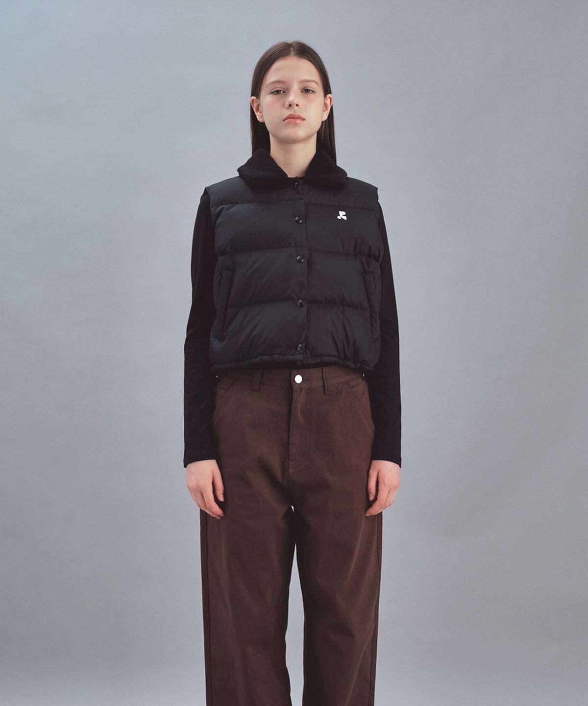 레스트앤레크레이션(REST&RECREATION) COLLAR DOWN VEST - BLACK
