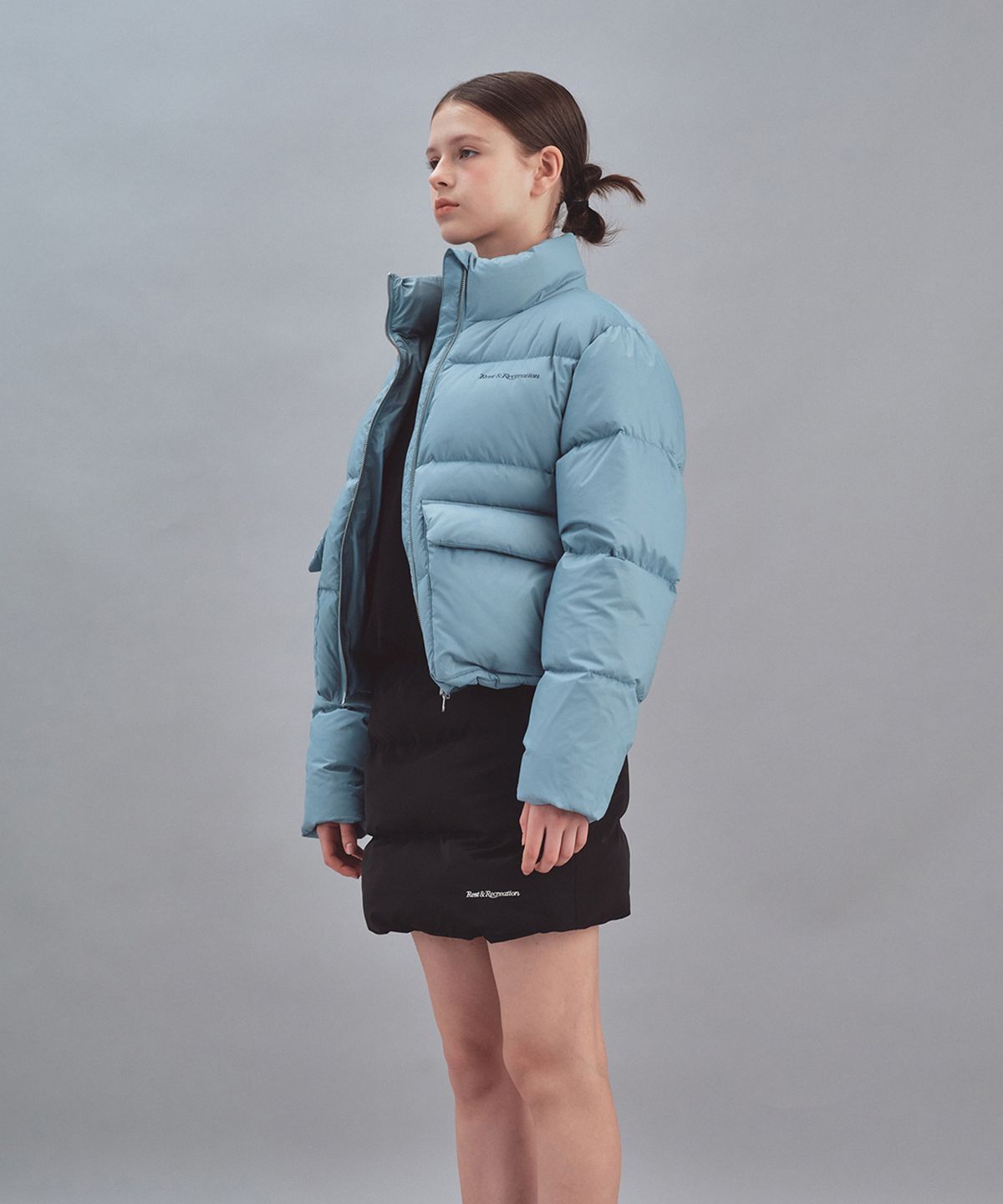 레스트앤레크레이션(REST&RECREATION) PUFFER POCKET DOWN JACKET - BLUE