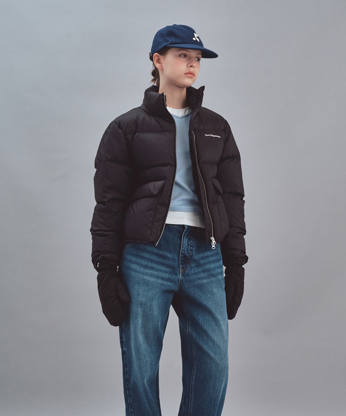 레스트앤레크레이션(REST&RECREATION) PUFFER POCKET DOWN JACKET - BLACK