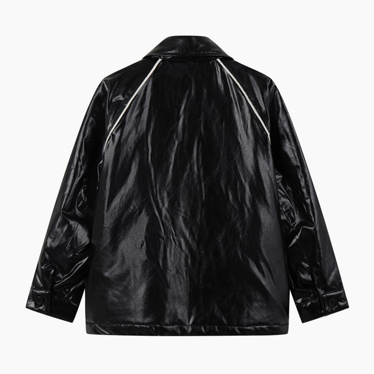 베네통키즈(BENETTONKIDS) 힙스터 레더집업 경량패딩_QAPD04641BK