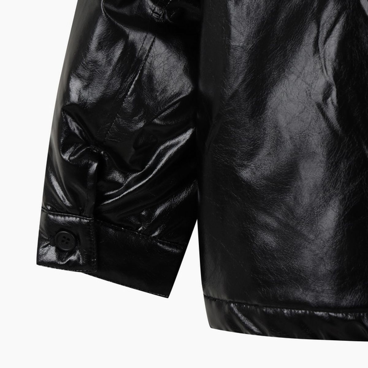 베네통키즈(BENETTONKIDS) 힙스터 레더집업 경량패딩_QAPD04641BK
