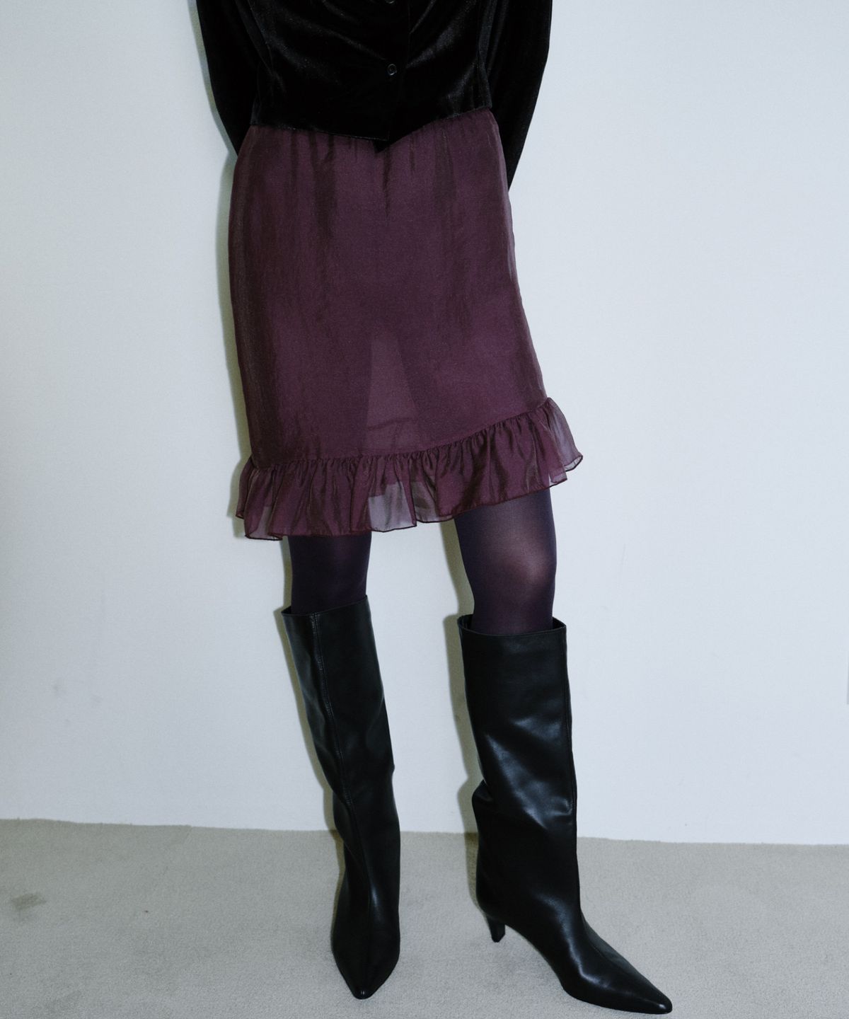 앤테(AENTE) Sheer Ruffle Skirt _Purple