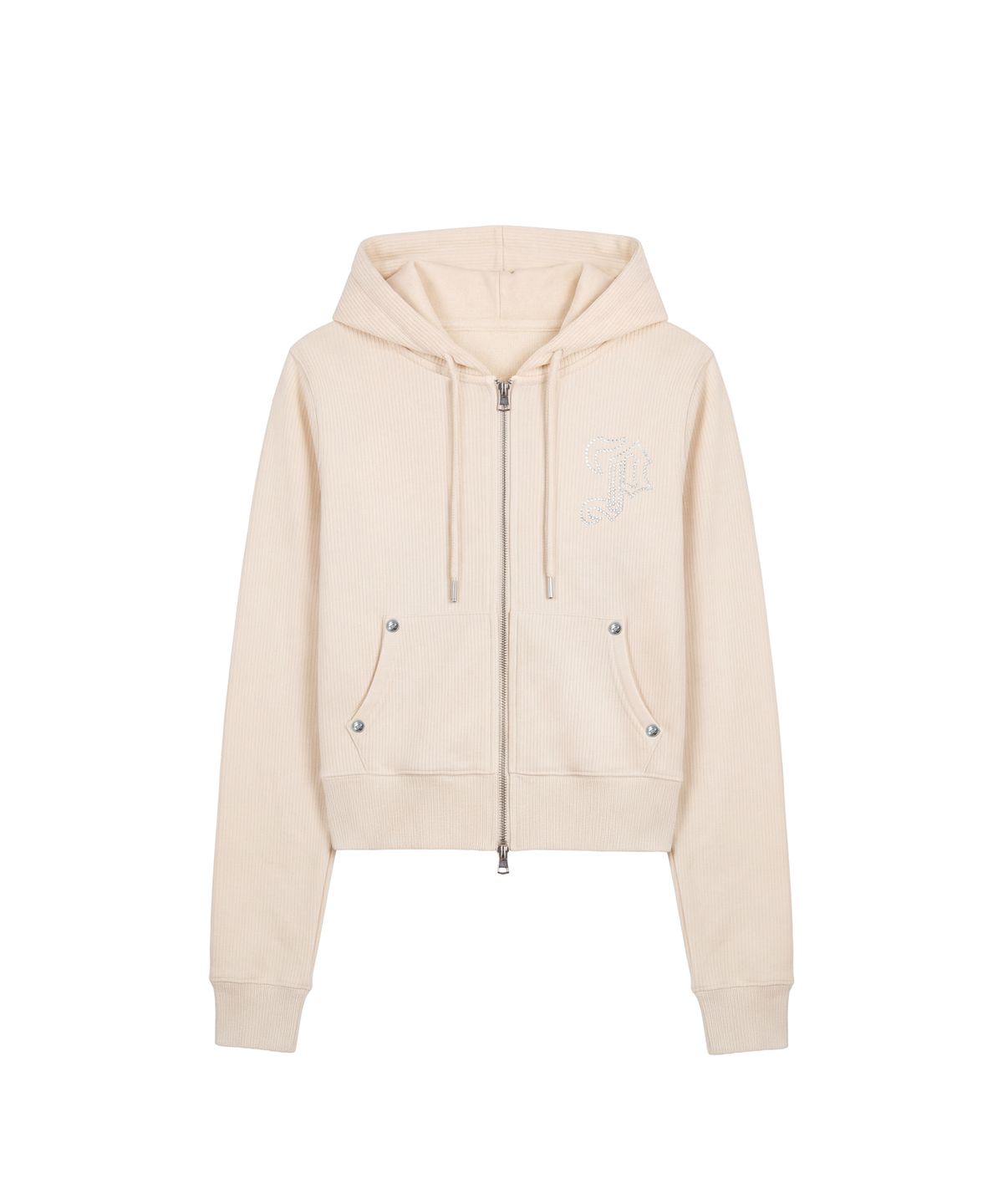 파시온(PASION) 엠블럼 글리터 후드집업_크림 Emblem Glitter Hood Zip-Up_Cream