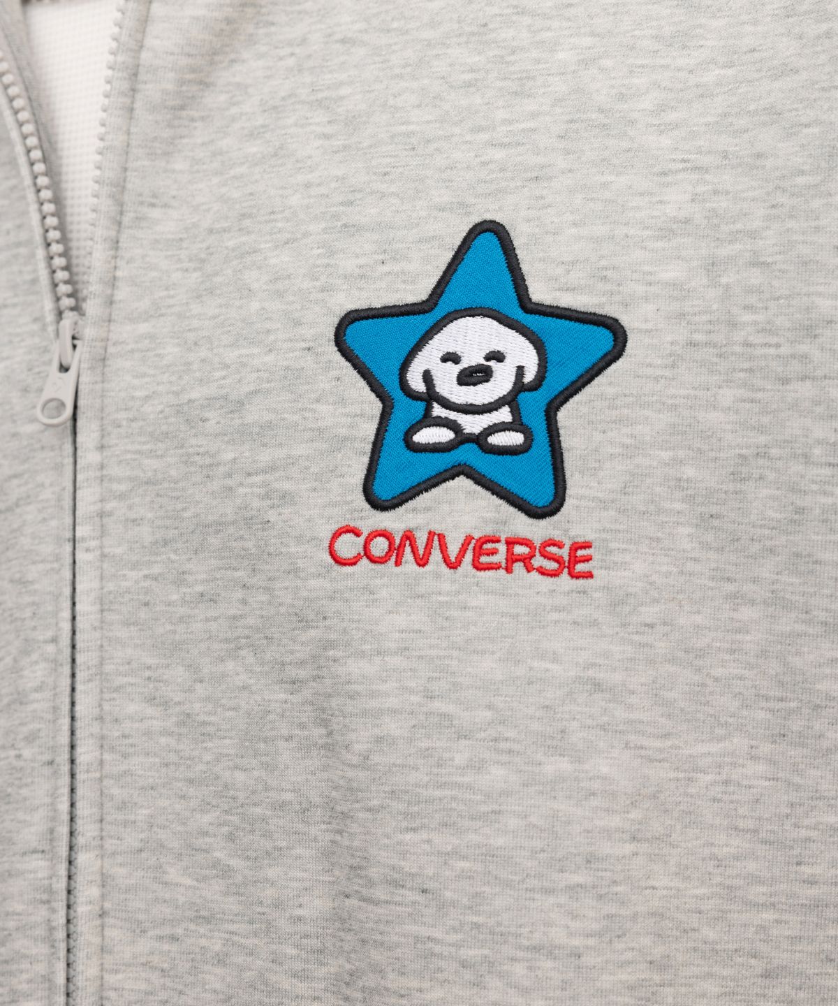 컨버스(CONVERSE) 컨버스 & 마츠이 그래픽 풀 집 플리스 탑 빈티지 그레이 헤더 MCK258-G59