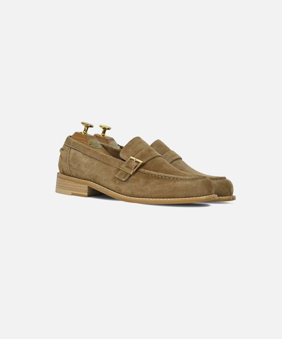 커스텀무드(CUSTOMMOOD) 저스틴 버클 스웨이드 로퍼(olive khaki)