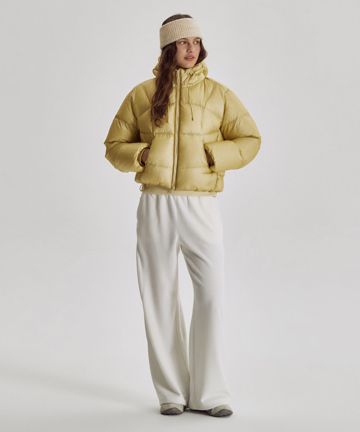 뉴발란스(NEW BALANCE) NBNPG4W012 / WOMEN 플라잉 77 후드형 헤비다운 (B/YELLOW)