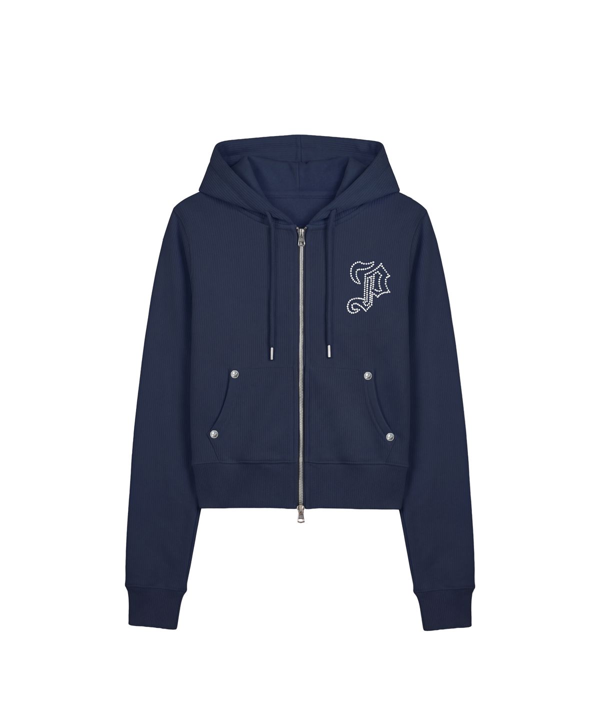 파시온(PASION) 엠블럼 글리터 후드집업_네이비 Emblem Glitter Hood Zip-Up_Navy