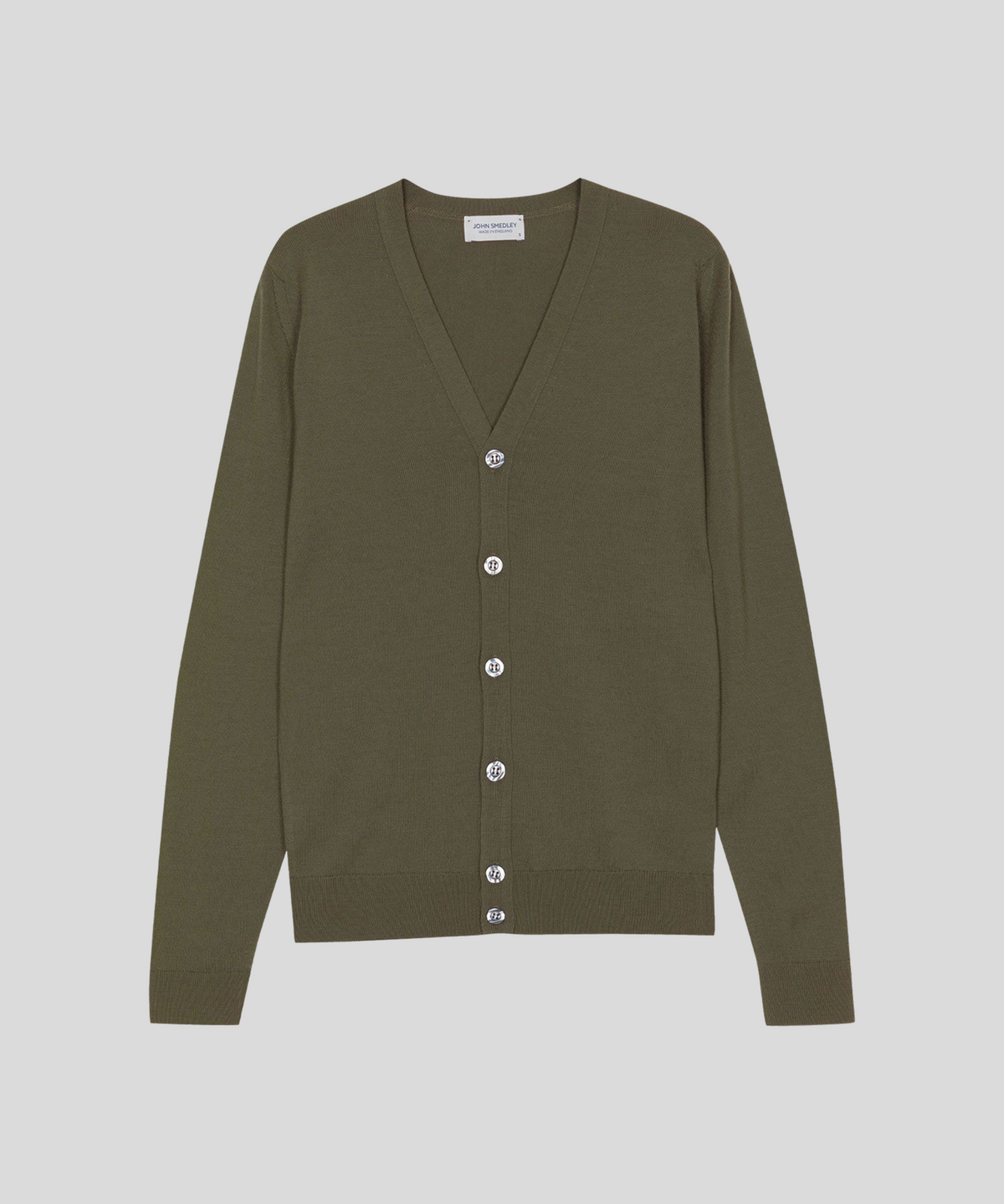 존 스메들리(JOHN SMEDLEY) BURLEY Extra Fine Merino Wool Standard Fit V-Neck Cardigan Heritage 5 Colors