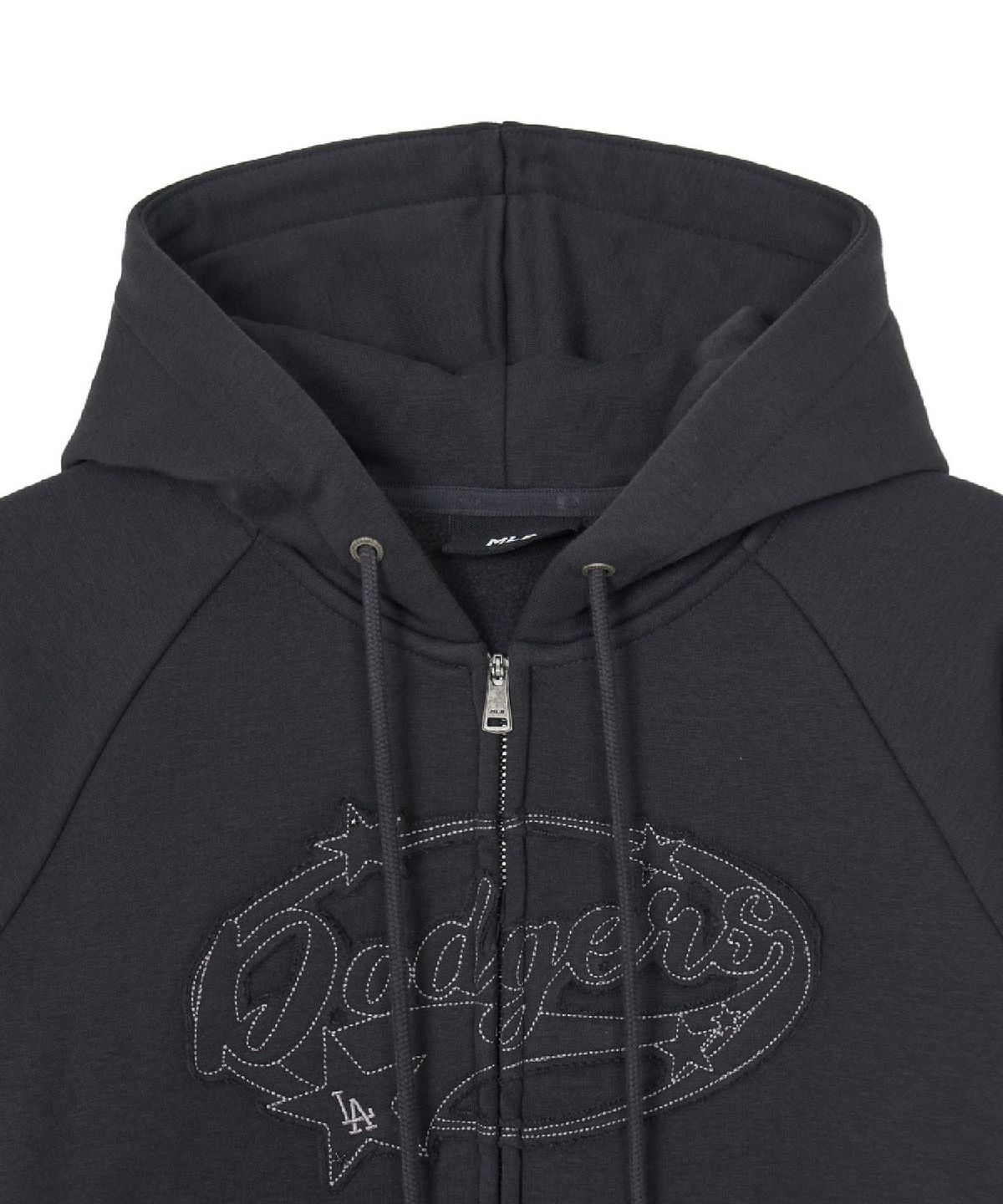 엠엘비(MLB) 여성 바시티 빈티지 레터 그래픽 기모 후드집업 LA (D.Charcoal Grey)