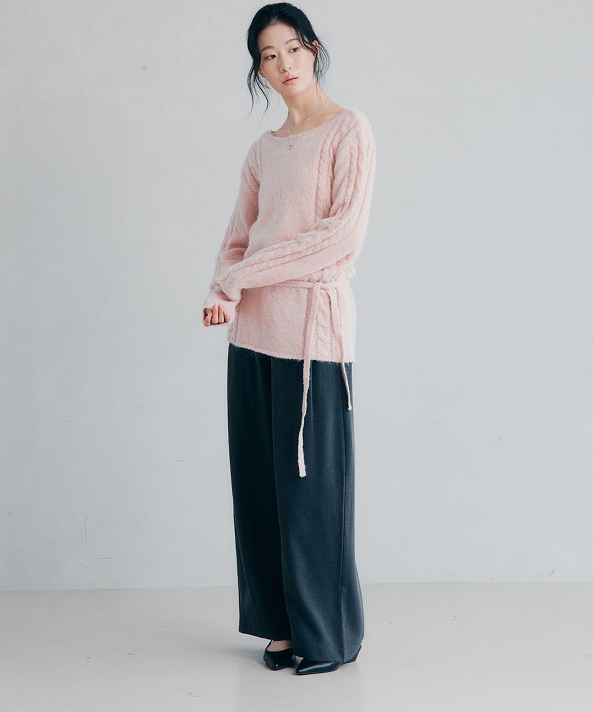 셉템버투웨니(SEPTEMBER TWENTIETH) Deep Pintuck Wide Slacks_Melange Gray