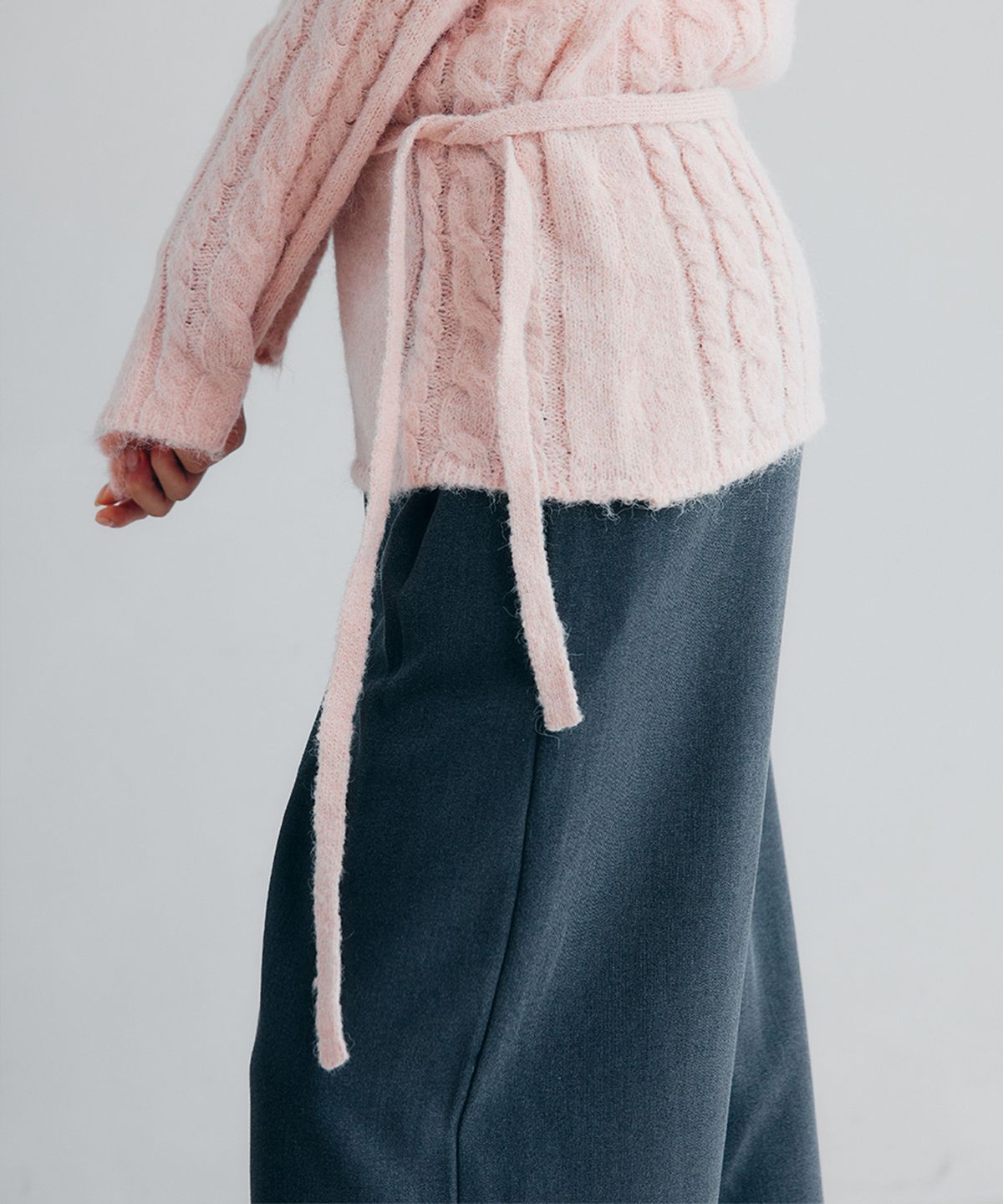 셉템버투웨니(SEPTEMBER TWENTIETH) Deep Pintuck Wide Slacks_Melange Gray
