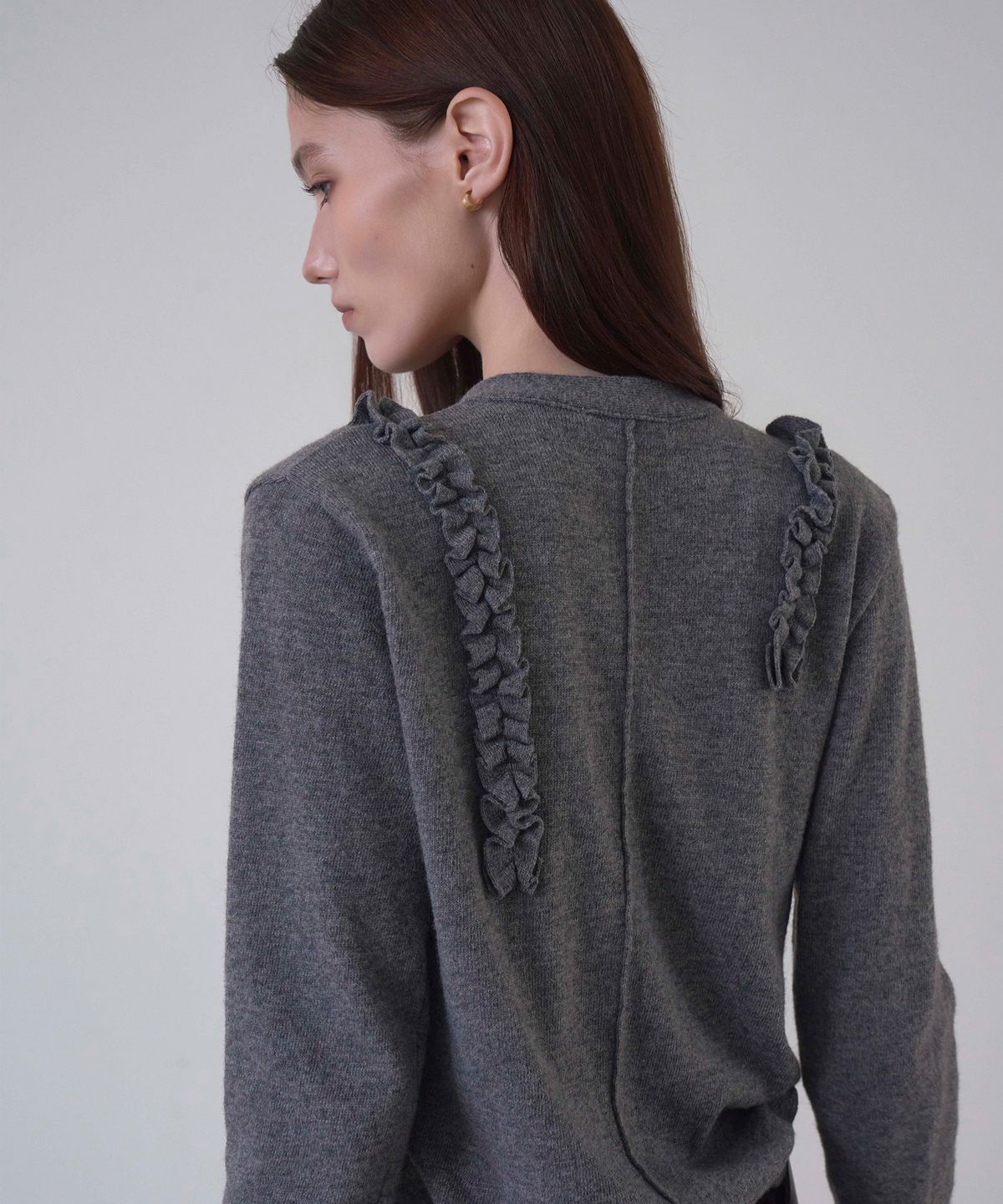 신앤리(SSIN AND LEE) Milan Frill Knit Cardigan Grey