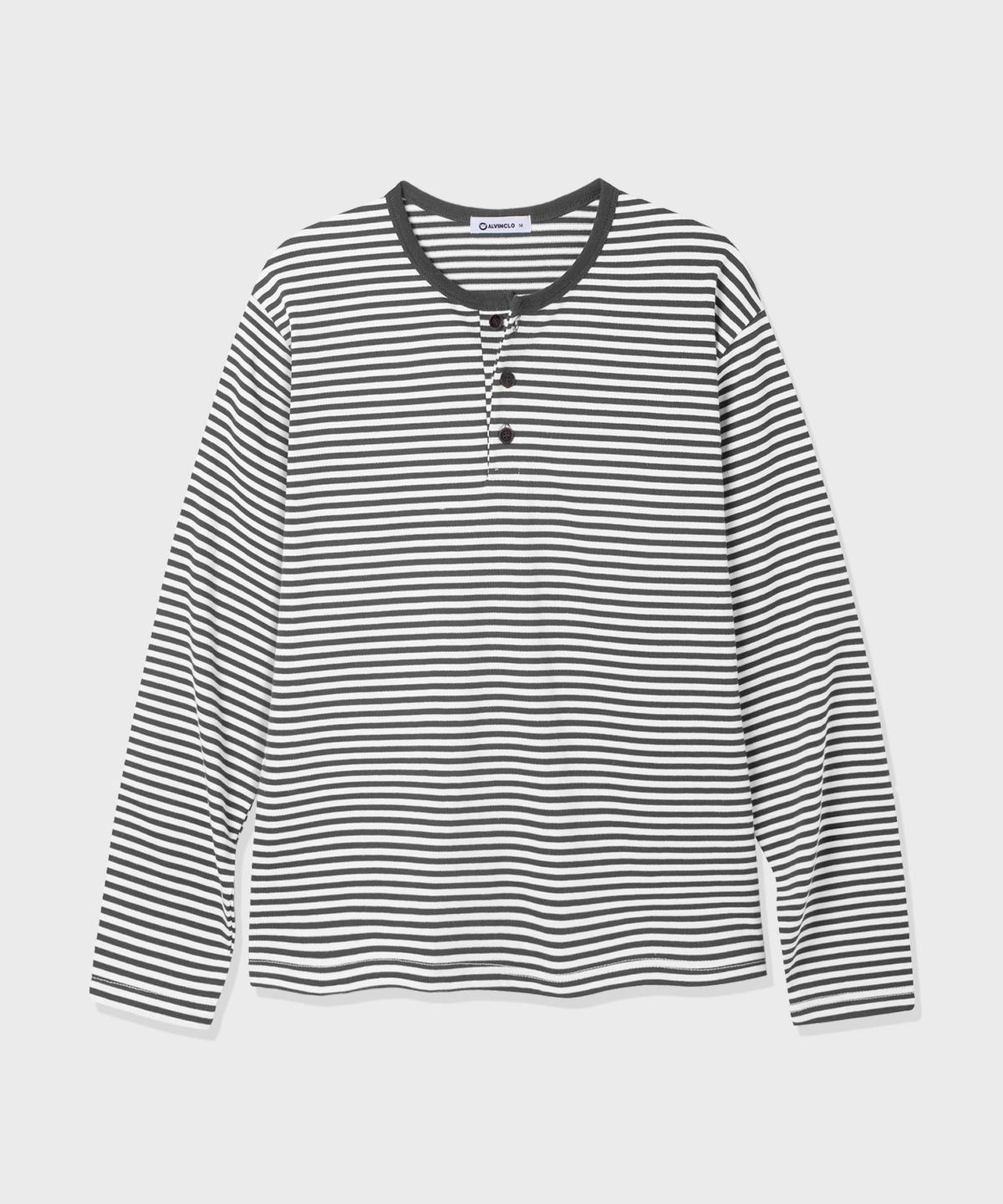 앨빈클로(ALVINCLO) 스트라이프 헨리넥 긴팔티 AVT976 (3COLOR)