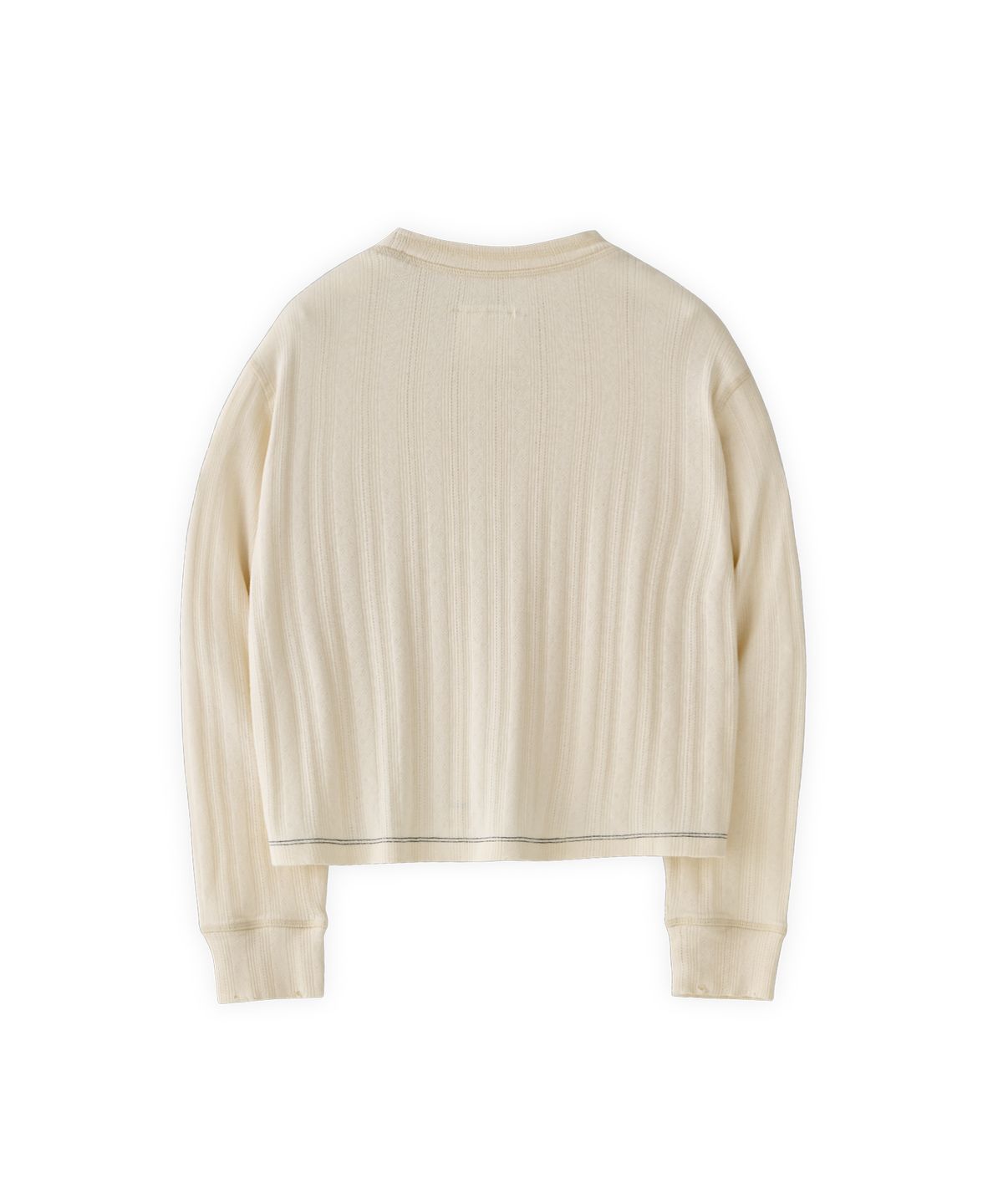 투위드(TUEWID) Pure cotton pointelle longsleeve crop tee in ecru