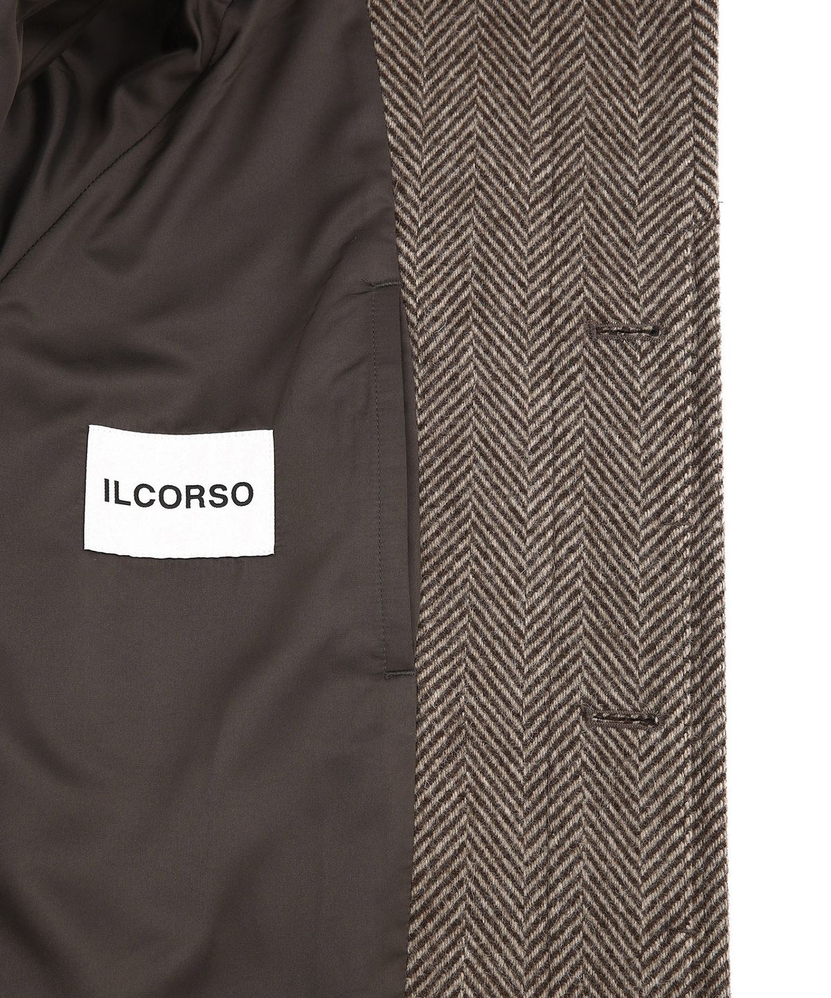 일꼬르소(IL CORSO) 알파카 울 블렌드 헤링본 발마칸 코트 브라운