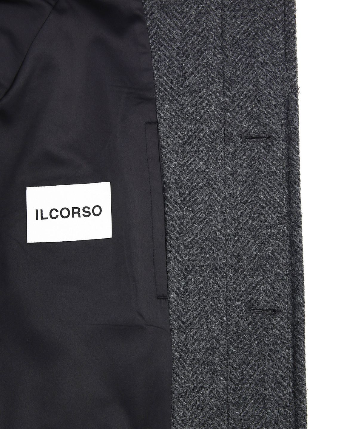 일꼬르소(IL CORSO) 알파카 울 블렌드 헤링본 발마칸 코트 차콜 그레이
