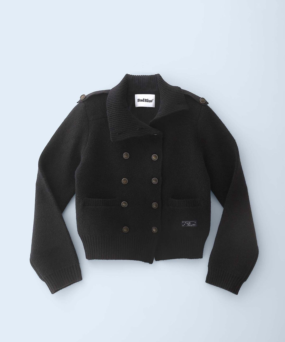 배드블루(BADBLUE) New School Knit Double Jacket Black