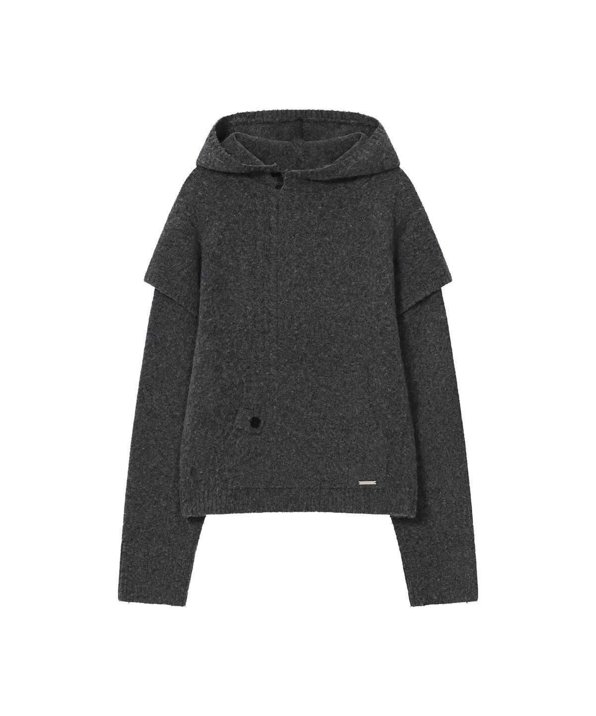 미세키서울(MISEKI SEOUL) Layered twist hoodie knit CHARCOAL