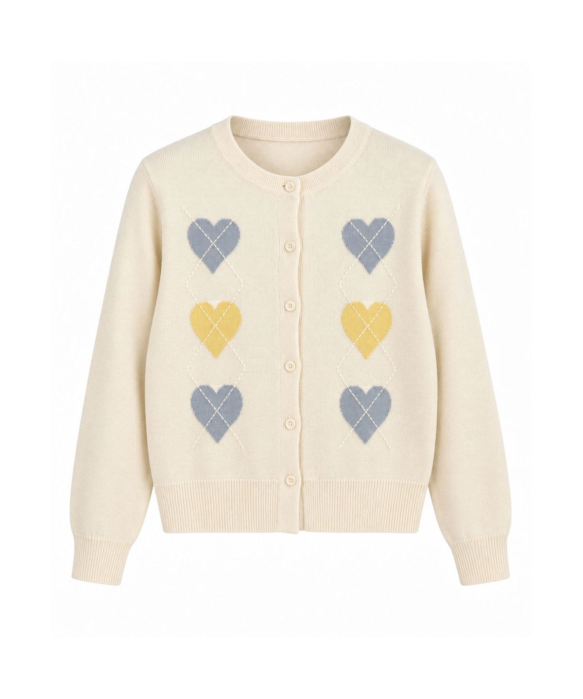 바스카라(VASCARA) Heart Pattern Round Neck Button Knit Cardigan (4colors)
