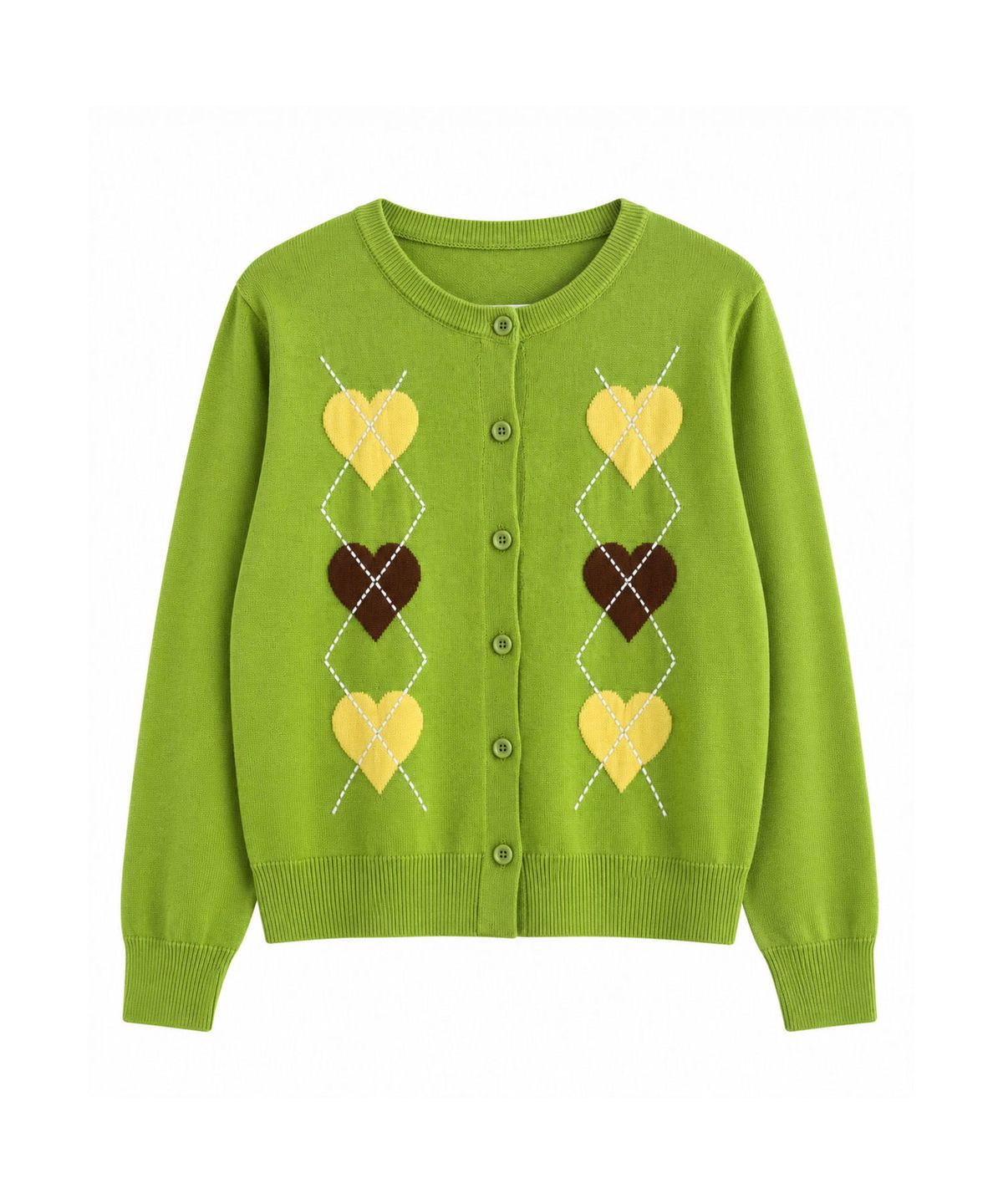 바스카라(VASCARA) Heart Pattern Round Neck Button Knit Cardigan (4colors)