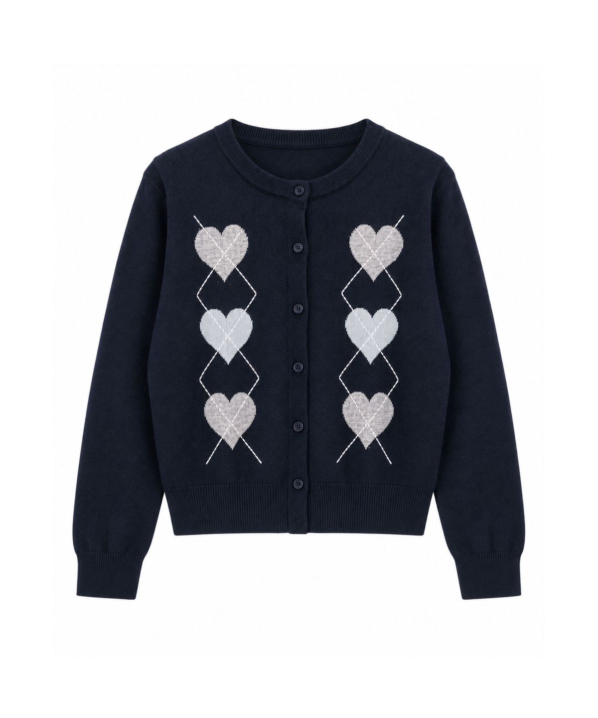 바스카라(VASCARA) Heart Pattern Round Neck Button Knit Cardigan (4colors)