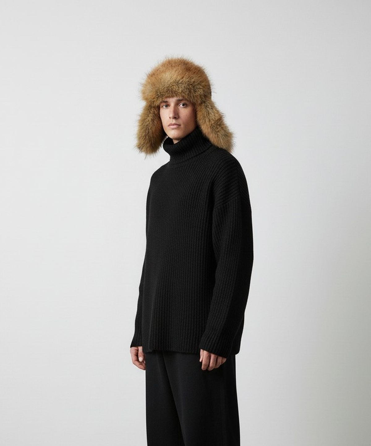 유니버셜 케미스트리(UNIVERSAL CHEMISTRY) Suade Fur Black Aviator Hat 귀달이모자