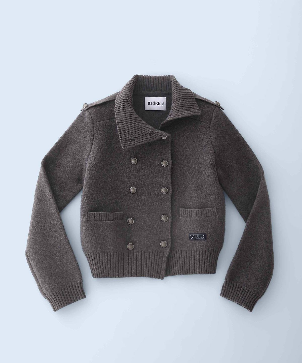 배드블루(BADBLUE) New School Knit Double Jacket Dark Gray