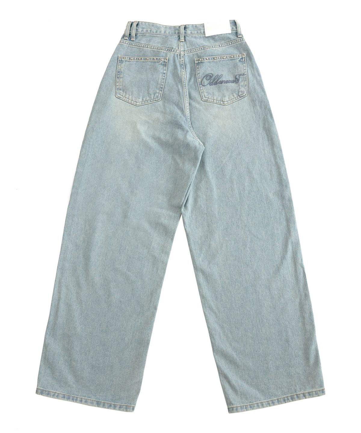 오드원아웃(ODDONEOUT) TINT WASH STONE LOGO LOOSE JEANS L.BLUE