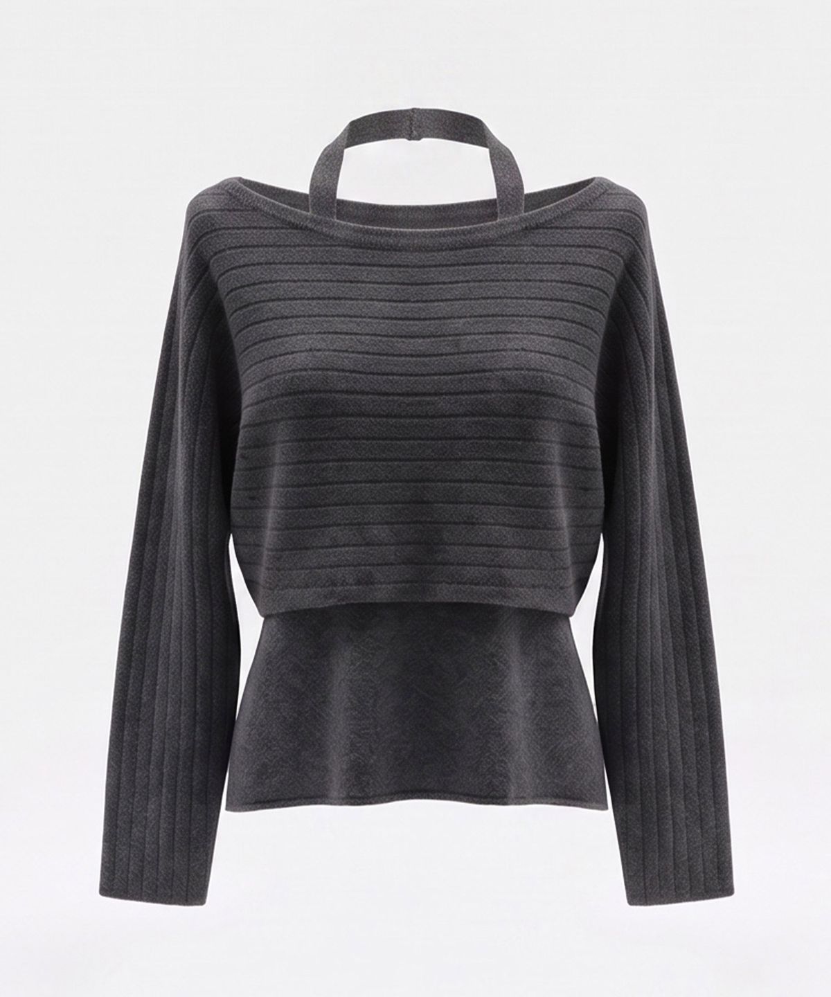 바스카라(VASCARA) [SET] Halter Neck Tank + Ribbed Crop Knit (4colors)