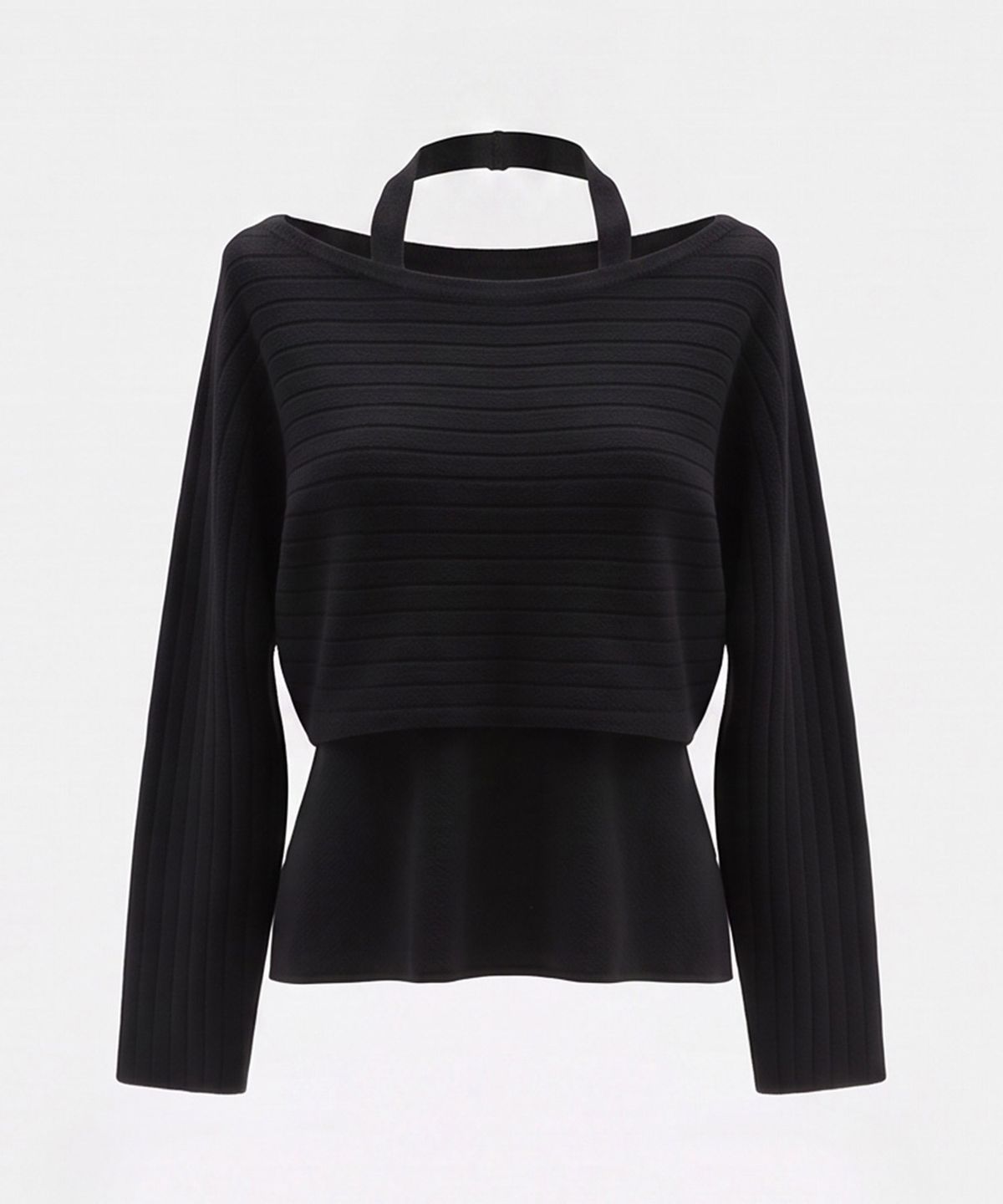 바스카라(VASCARA) [SET] Halter Neck Tank + Ribbed Crop Knit (4colors)
