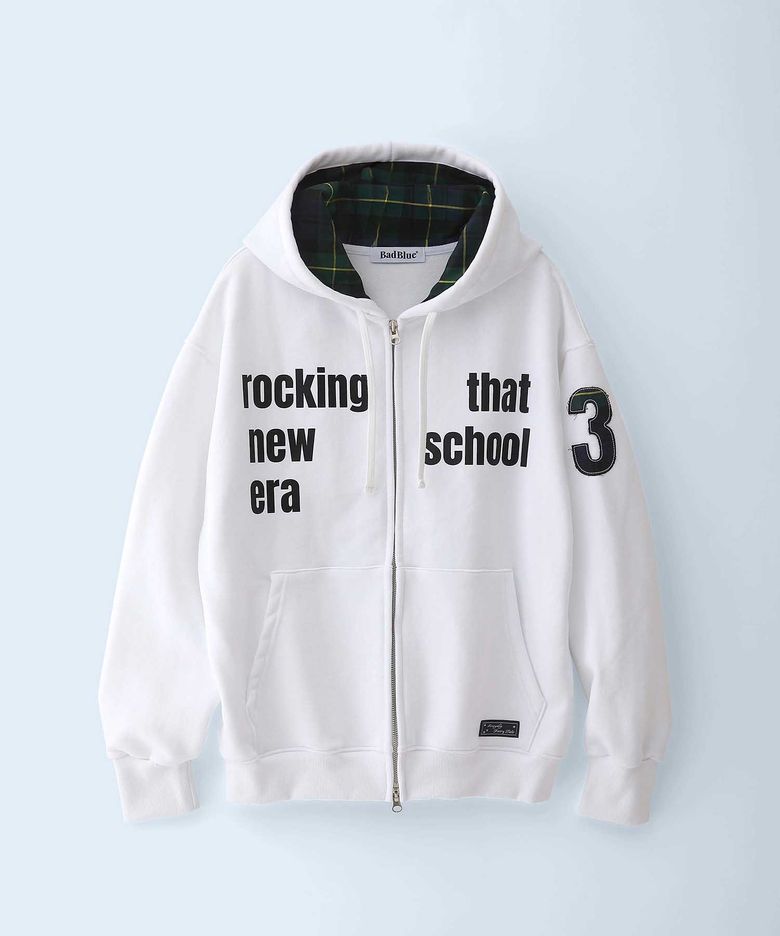 New School Hoodie Zip White