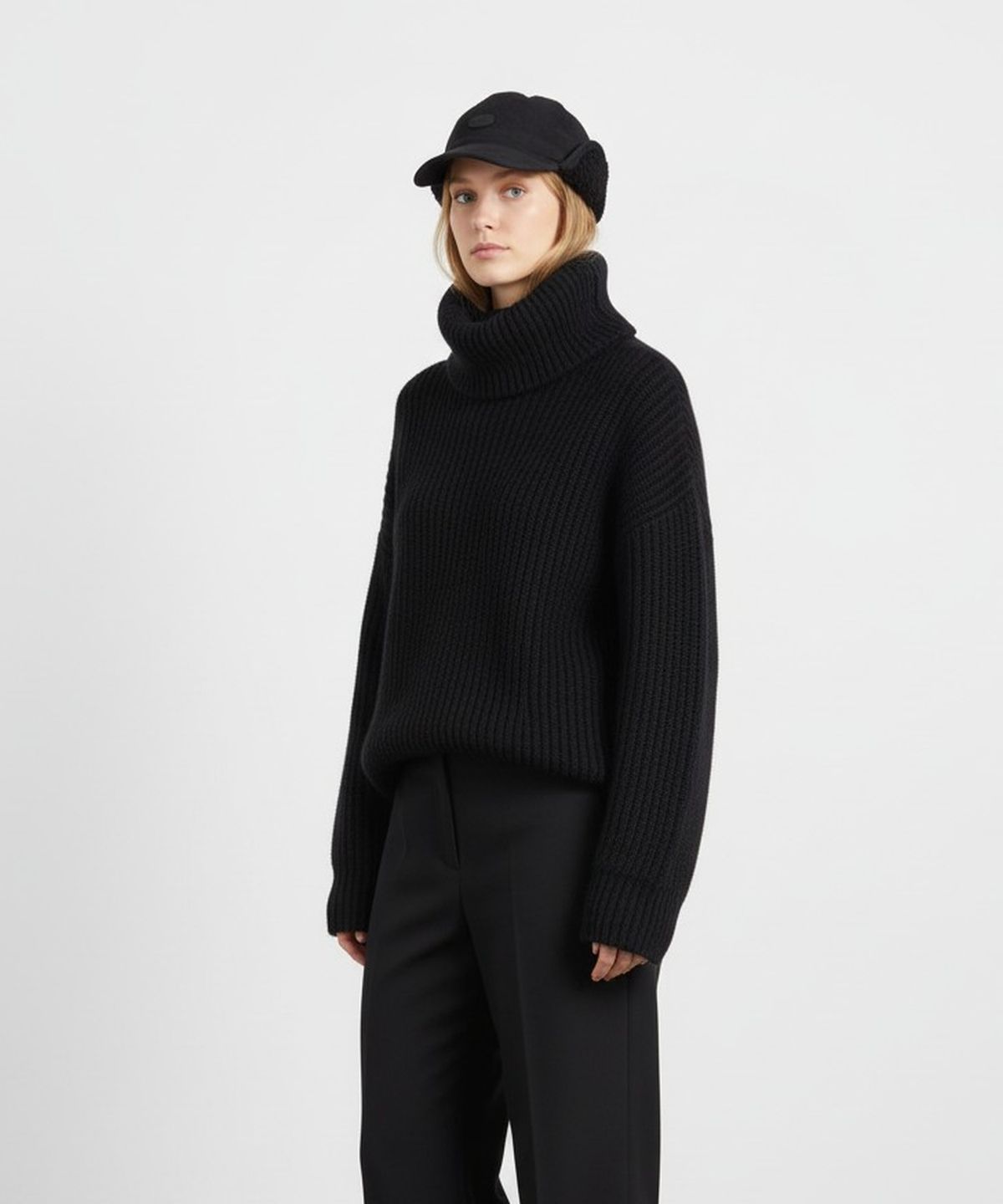유니버셜 케미스트리(UNIVERSAL CHEMISTRY) Washing Black Half Earflap Cap 귀달이모자