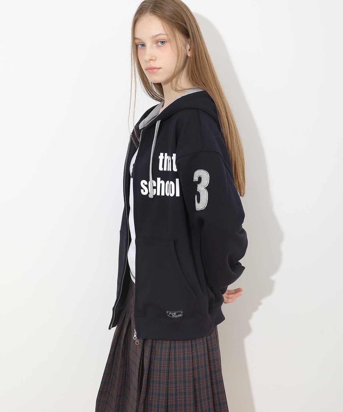 배드블루(BADBLUE) New School Hoodie Zip Navy