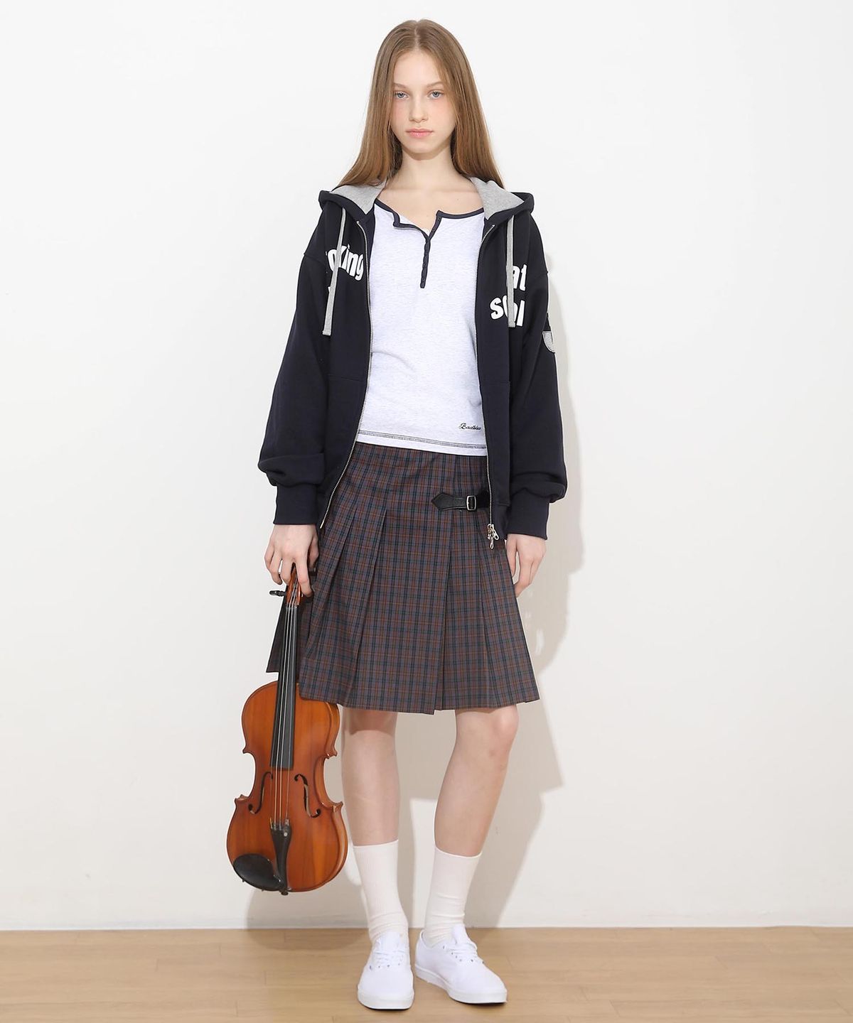 배드블루(BADBLUE) New School Hoodie Zip Navy