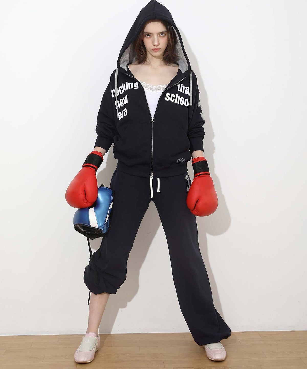 배드블루(BADBLUE) New School Hoodie Zip Navy